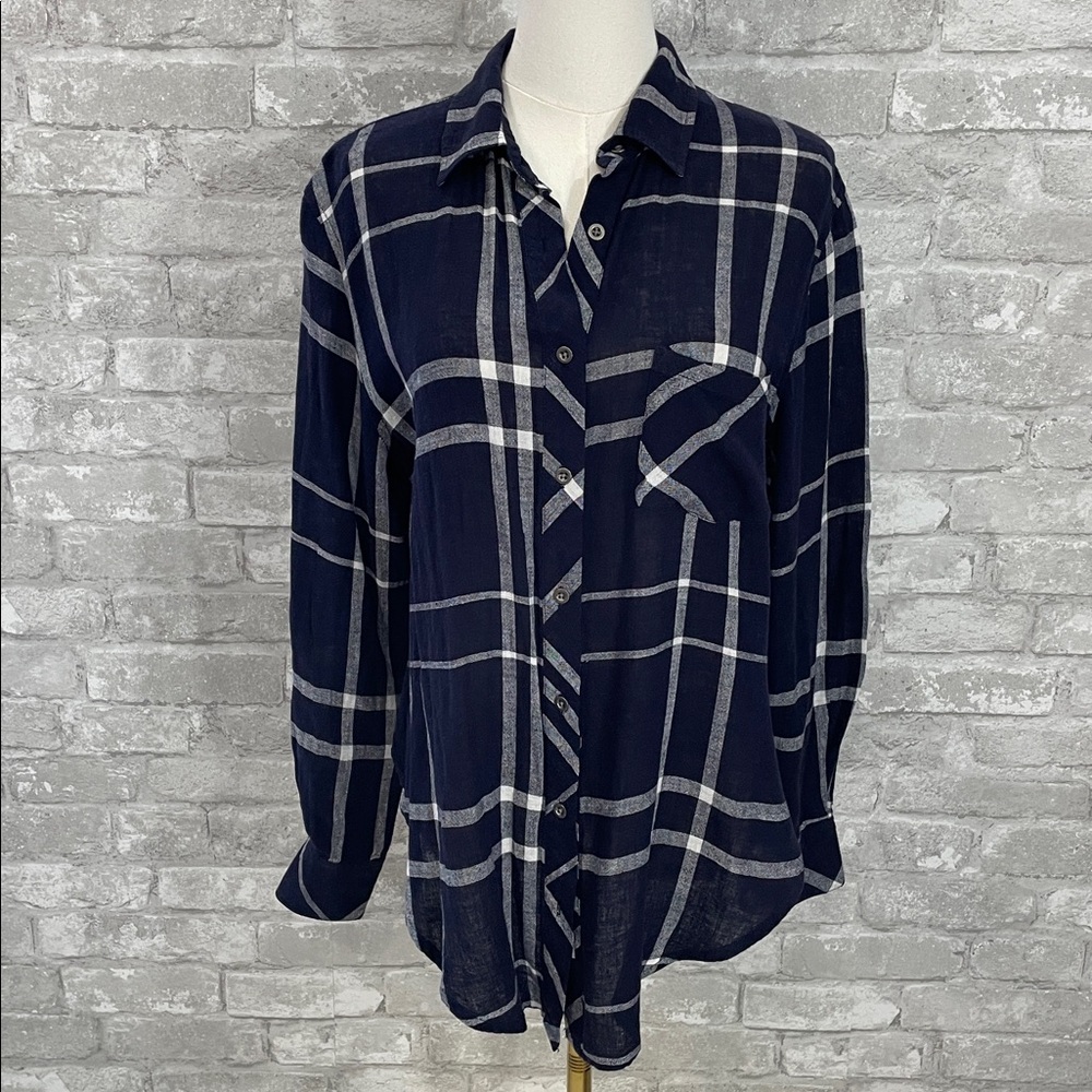 Rails X Free People Charli Navy Vanilla Plaid Shirt